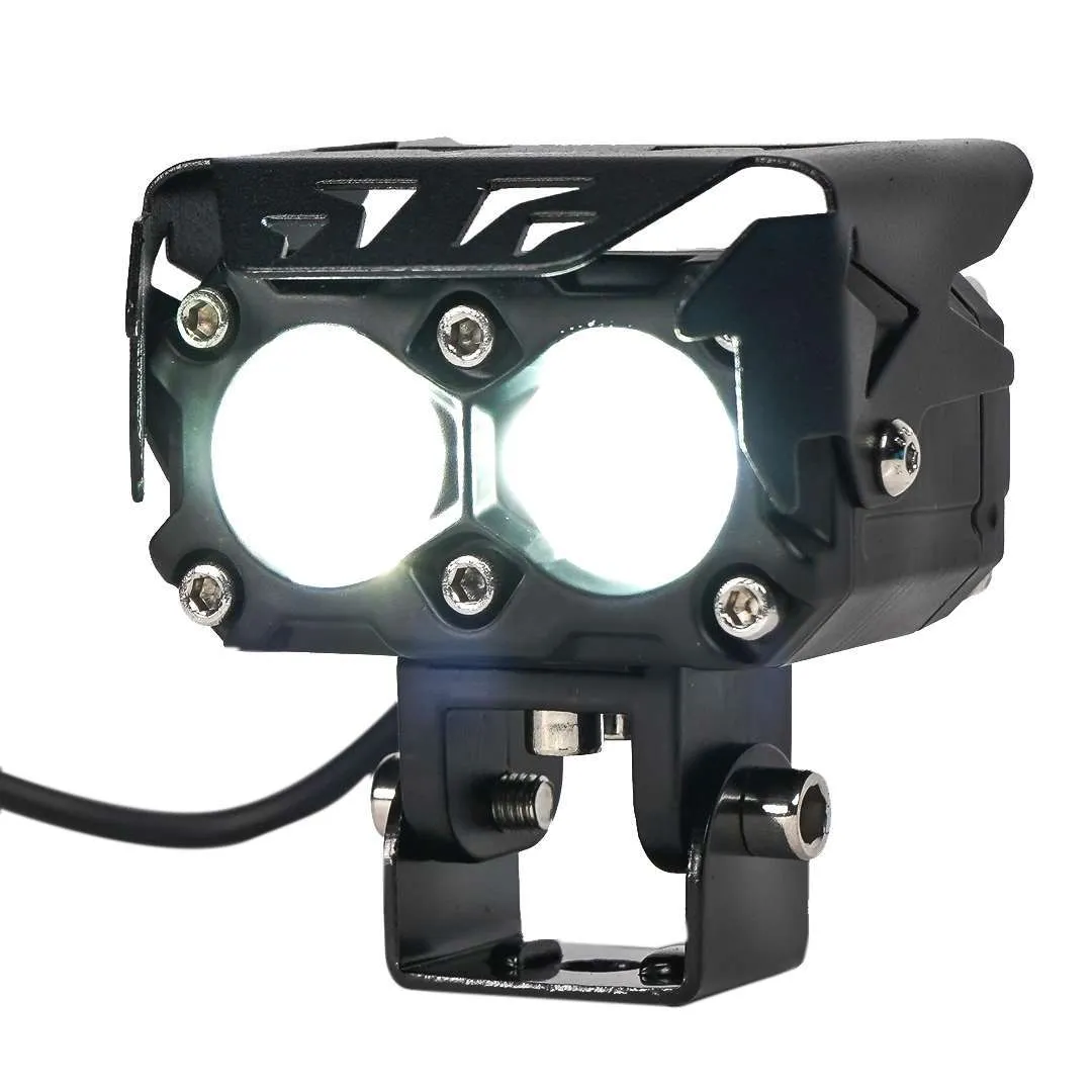 HJG 2 LED 60W Motorcycle Yellow/White Spot Light with Wiring harness